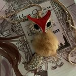Furry Red Gold Crystal Fox Necklace Photo 5