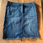 Lands’ End Premium Denim Jean Skirt Knee Length Blue Size 10 Photo 2