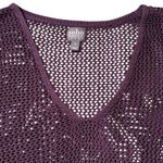 Soho New York Jeans Purple Crochet Knit Long Sleeve V Neck Tunic Top Size M Photo 3