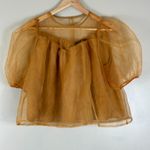 Anna Grace Organza Top Womens S Brown Puff Sleeve Sheer Cottagecore Boho Fairy Photo 1
