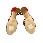 Anthropologie New Impressionist Red Suede Print Ankle Strap Heeled Sandals 9 Photo 4