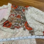 Suzanne Betro  Floral Blouse Women Size 2X Tie Neck 3/4 Sleeve Top Boho Chic Lace Photo 6