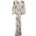 ZARA Wrinkle Effect Satin Maxi Kaftan Dress Ecru Sage Green Size S NWT Photo 9
