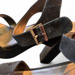 Reaction Kenneth Cole  Black Leather Peep-Toe Platform Sandals Size 10 Block Heel Photo 7