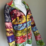 Rainbow Patchwork Boho Hippie Tie Dyed Full Zip Hoodie Women’s Size M/L Purple Size M Photo 0