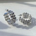 Silver Hoop Earring braided Hoops Earrings Medium Hoop Earrings Photo 3