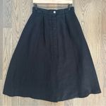 Saks 5th Avenue Vintage Saks Fifth Avenue High Waist A-Line 100% Linen Midi Skirt in Black Large Photo 0