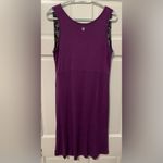 Gaiam Reversible Midi V-Neck Tank Dress Black Floral Or Solid Purple Large Photo 3