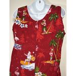 HAWAIIAN HANGOVER Size Large Santa Christmas Aloha Dress Sleeveless Red Holidays Photo 5