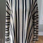 L.L. Bean Signature Navy Blue Tan Striped Flare Sleeve Boat Neck Top Size Small White Photo 0