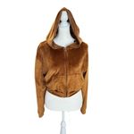 SKIMS Brown Velour Cropped Zip Hoodie Y2K Cozy Lounge Jacket Small Photo 1