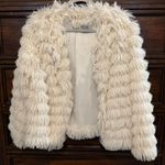 She & Sky  Cream Faux Fur Coat Photo 0