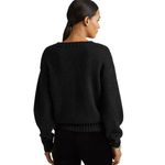 NWOT LAUREN RALPH LAUREN Black Metallic Thread Ribbed Long Sleeve Sweater Size XL Photo 3
