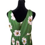 Mes Amies Green Floral Print Pleated Midi Dress Women Size 8 Garden Party Satin Photo 6