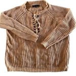 Avec + Knit Womens Knitted Top Sweater Sweatshirt Tie Knot Brown Sz Medium Large Photo 0