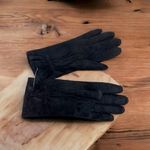 None Womens Black Genuine Suede Leather Gloves Fully Lined Size 7.5 Medium Photo 4