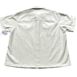 Good American Resort Faux Leather Short Sleeve Button-Up Shirt Bone Women’s 2X Photo 2