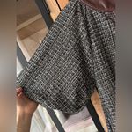 THML tweed mini dress faux leather a-line pockets short puff sleeve office Photo 5