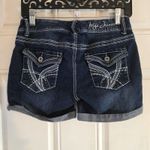 Ariya Jeans Ariya Women's Size 5/6 Cuffed Blue Denim Jeans Shorts Embroidered Low Rise Y2K Photo 1