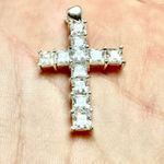 & Other Stories Dazzling Silver Cross Pendant 925 with Clear Stones Photo 0