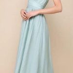 Lulus Fairytale design sage green organza strapless dress SZ:L Photo 2