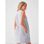 Faherty Womens Dress Size XXL Isha 100% Linen Blue/White Stripe Pintucks Pockets White Photo 1