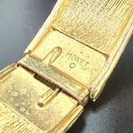 Vintage MONET Signed Brushed Textured Gold Tone Clamper Cuff Hinge Bracelet 51g. Photo 11