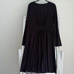 Boden Abigail Jersey Dress 14R Purple Leaf Print Long Sleeve Stretchy Midi Dark Size 14 Photo 7