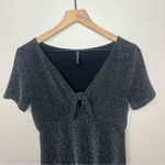 Urban Outfitters NWT Sparkly Tie Front Black Short Sleeve Dress Size Medium Photo 3