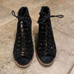 Gianni Bini Black Suede Leather Laser Cut Lace-Up Ankle Booties Size 8M Photo 2