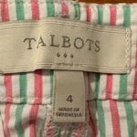 Talbots  Pink‎ Green and White Striped Seersucker Capri Pants Size 4 Photo 2