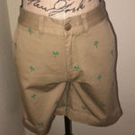 J.Crew  Tan Chino Shorts with Green Palm Trees Size 00 Photo 0