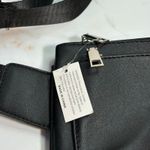 Unisex Black‎ Faux Leather Crossbody Sling Bag Adjustable Strap Travel Pouch Black Photo 2