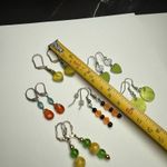 Bead Dangle Drop Pierced Earrings Lot Of 5 Beaded Green Orange Yellow Etc Photo 2