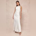 Lulus LULU’S Effortlessly Sensational White Satin Backless Maxi Dress Photo 2