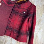 Christian Siriano Womens Red Plaid Cardigan Sweater L Wool Blend Double Photo 2