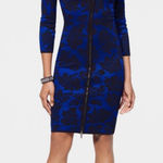 Cache Women's Blue/Black Knit Cold Shoulder Full Zip Bodycon Knit Dress Size XS Photo 0