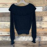 Free People  Crazy in Love Off the Shoulder Pullover Knit Sweater Black Photo 7