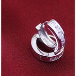 Boutique NEW White Gold Plated .925 Simulated Diamond Huggie Hoop Earrings, Unisex 10mm‎ Photo 8