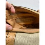 Sondra Roberts  Squared cross stitched saddlebag handbag - tan and canvas Photo 5