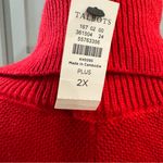 Talbots NWT Red Sweater Poncho Turtleneck Cowl Neck Cable Knit Cotton Blend 2X Photo 4