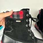 Cougar Canada Totem Waterproof Duck Boots Sz 7 Black Leather Plaid Cuff Lace Up Photo 9
