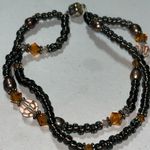 Chocolate pearl with pink and amber crystals magnetic bracelet Brown Photo 0