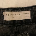 Topshop  A-Line Ripped Denim Mom Shorts, Washed Black, Size 2, EUC Photo 4