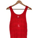 C&C California  Red Crochet Knit Coverup Dress size Large Sleeveless Tank Scoop Photo 1