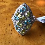 Natural Sava Sphene Apatite Sterling Silver Cocktail Ring Size 6 Blue Photo 8