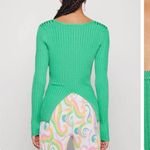 Good American Scoop Neck Skit Back Ribbed Vibrant Green Sweater NWT Size 1 Photo 2