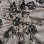 Jessica McClintock Strapless Black Gold Lace Tulle Sparkle Prom Party Dress Photo 12