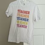 Bella Canvas  White Short Sleeve Tee with Colorful Teacher Design Photo 0
