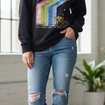 Pink Floyd Black Crewneck Sweater with Rainbow Design
Gently preloved
Size L Photo 0